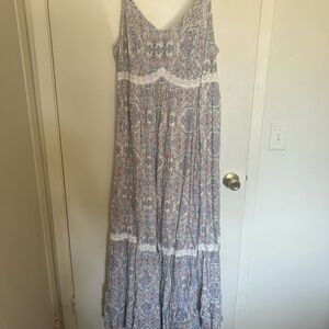 Floral Maxi Dress in Blue and White